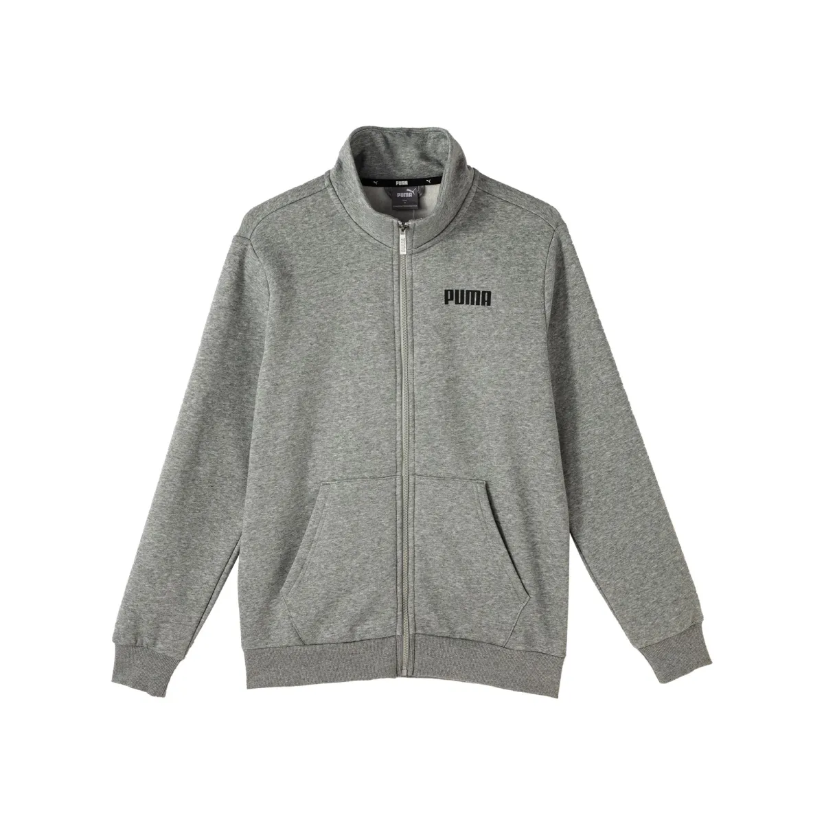 PUMA ESS Solid Color Warm Fleece Lined Zippers Jackets & Coats Men's Gray