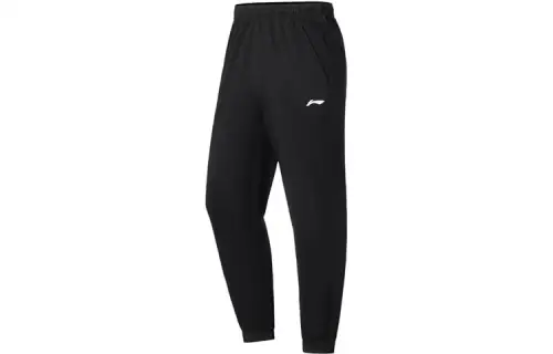 Li Ning Fitness Series Knitted Sweatpants Men's Black Moderate Cuffed Pants