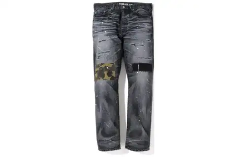 A BATHING APE Jeans Men's Black Moderate Straight Fit Pants