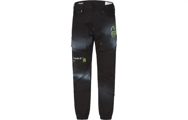 EVISU Knitted Sweatpants Men's Black Moderate Cuffed Pants