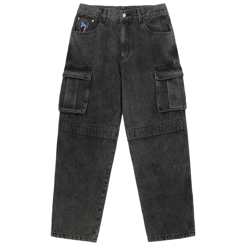 MIND ERROR Jeans Unisex Black Moderate Wide Leg Pants