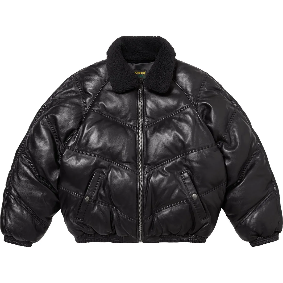 Supreme Schott Chevron Leather Down Puffer Jacket