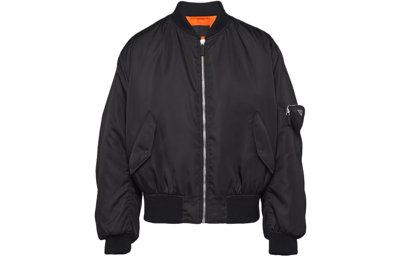 PRADA Prada, baseball knitted long-sleeve with zipper, black jacket