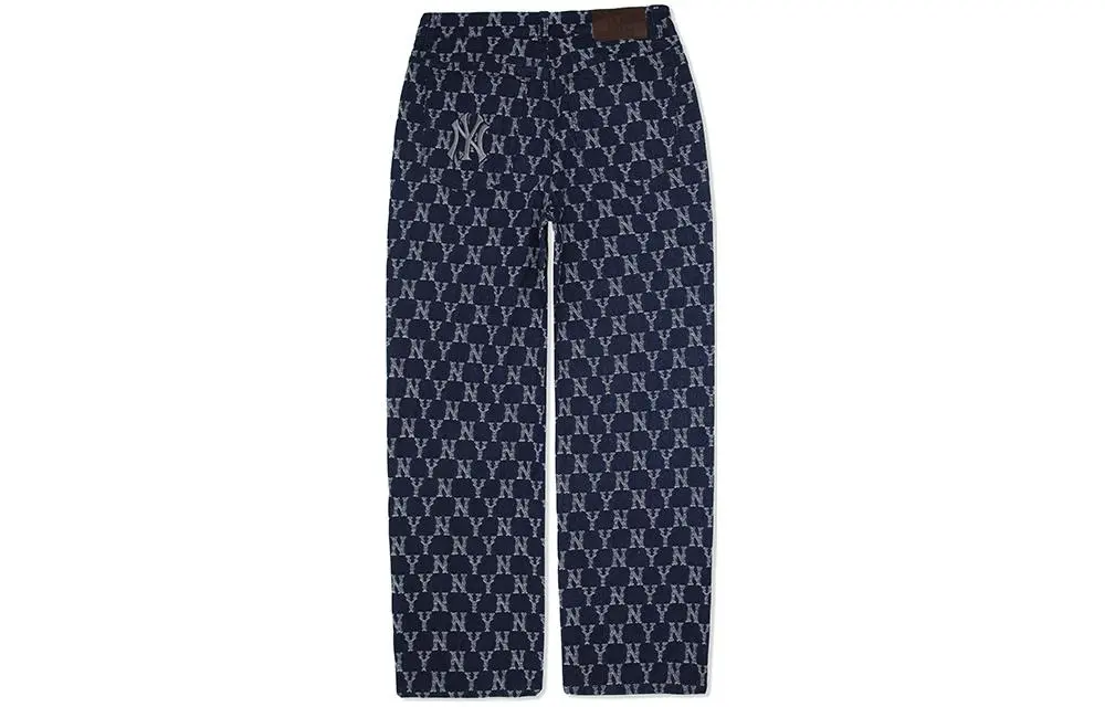 MLB Monogram Jeans Men's Blue Moderate Straight Fit Pants