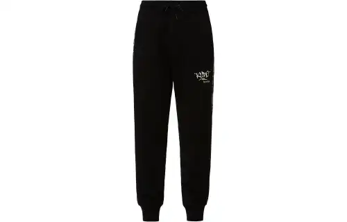 EVISU Knitted Sweatpants Men's Black Moderate Cuffed Pants