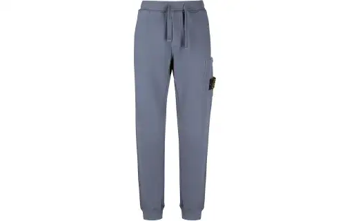 STONE ISLAND Knitted Sweatpants Men's Gray Blue Moderate Cuffed Pants
