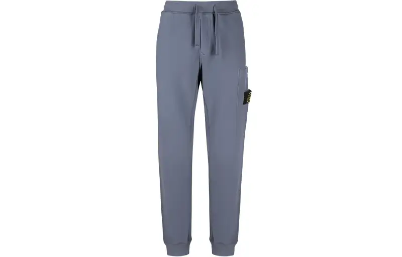 STONE ISLAND Knitted Sweatpants Men's Gray Blue Moderate Cuffed Pants