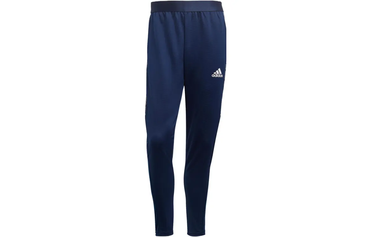 Adidas Knitted Sweatpants Men's Blue Moderate Straight Fit Pants