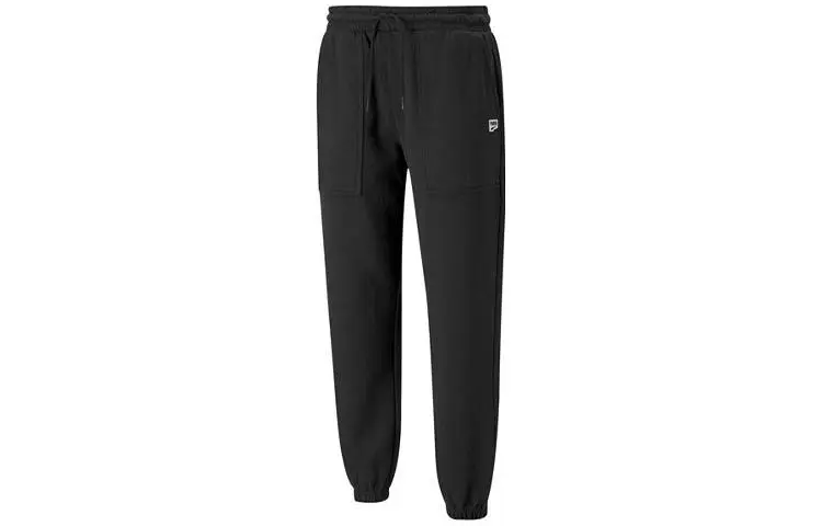 PUMA Knitted Sweatpants Men's Black Moderate Cuffed Pants
