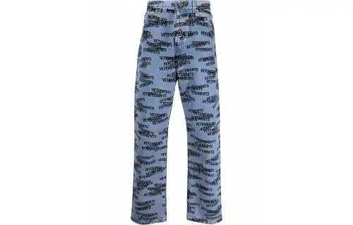 Vetements Jeans Men's Light Blue Moderate Straight Fit Pants