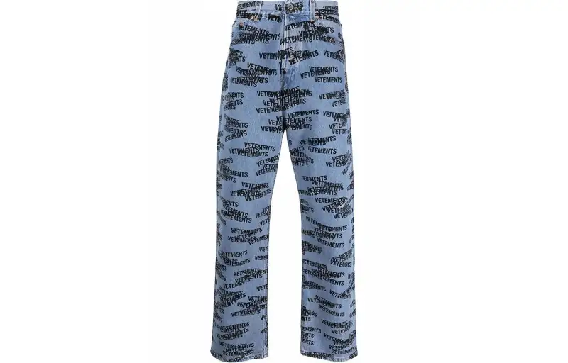 Vetements Jeans Men's Light Blue Moderate Straight Fit Pants