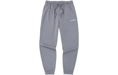Anta Logo Letter Print Lace Up Fleece Lined Elastic Cuff Sweatpants Unisex Mist Gray