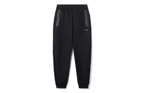 Li Ning Training Series Reflective Logo Fleece Lined Thermal Solid Color Elastic Cuff Knitted Sweatpants Men's