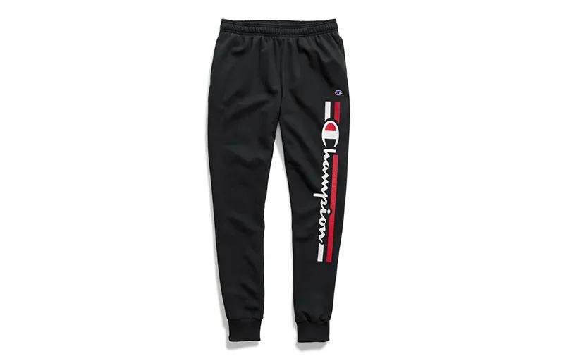 Champion Side Logo Printed Bouquet Foot Sweatpants Fleece Lined Sweatpants US Version Unisex Black
