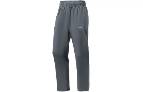 Li Ning Knitted Sweatpants Men's Gray Moderate Straight Fit Pants