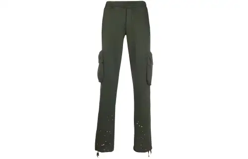 OFF WHITE SS21 Knitted Sweatpants Men's Green Moderate Straight Fit Pants
