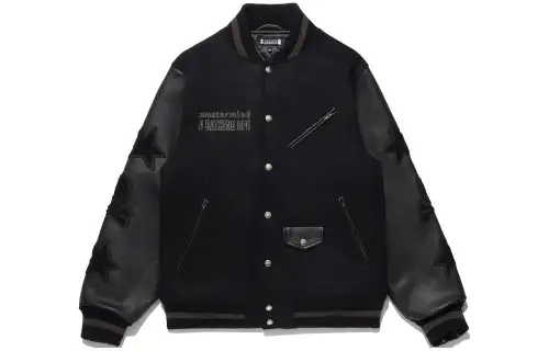 A BATHING APE X Mastermind JAPAN Mastermind JAPAN Collaboration Jackets Unisex Black Baseball Collar Moderate Other