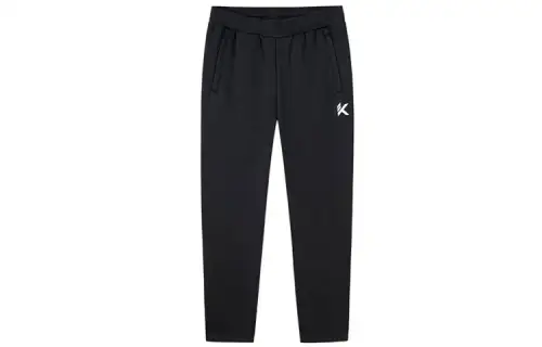 ANTA Knitted Sweatpants Men's Black Moderate Cuffed Pants