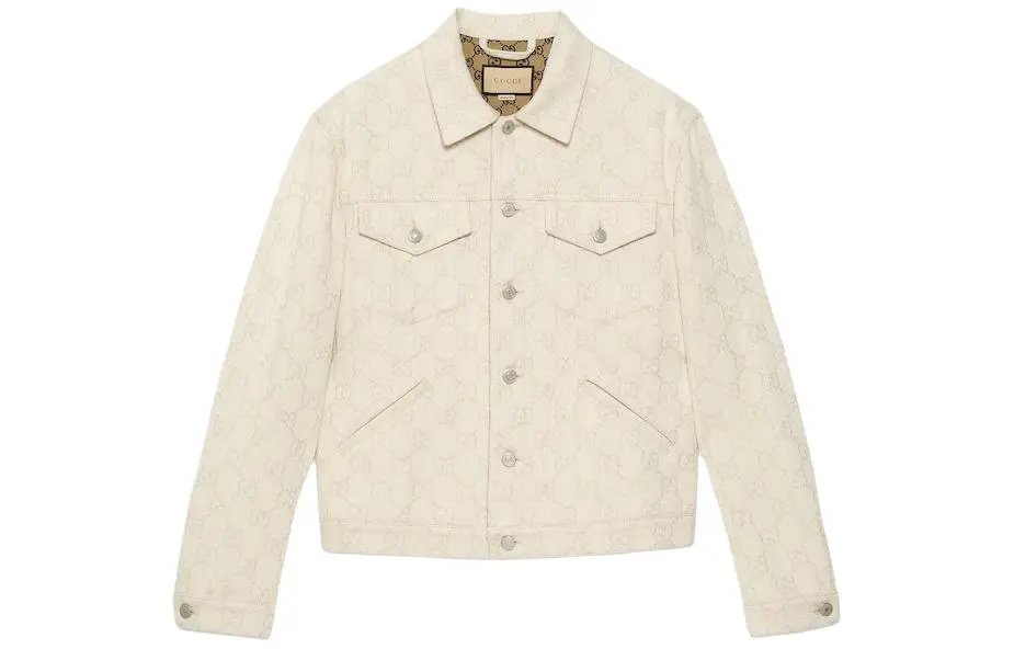 GUCCI Gg Cotton Jacquard Jacket Jackets & Coats Men's Ivory White
