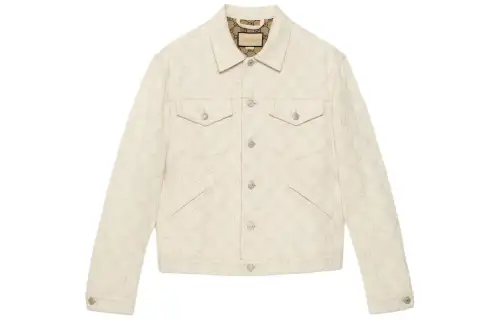 GUCCI Gg Cotton Jacquard Jacket Jackets & Coats Men's Ivory White