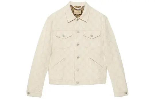 GUCCI Gg Cotton Jacquard Jacket Jackets & Coats Men's Ivory White