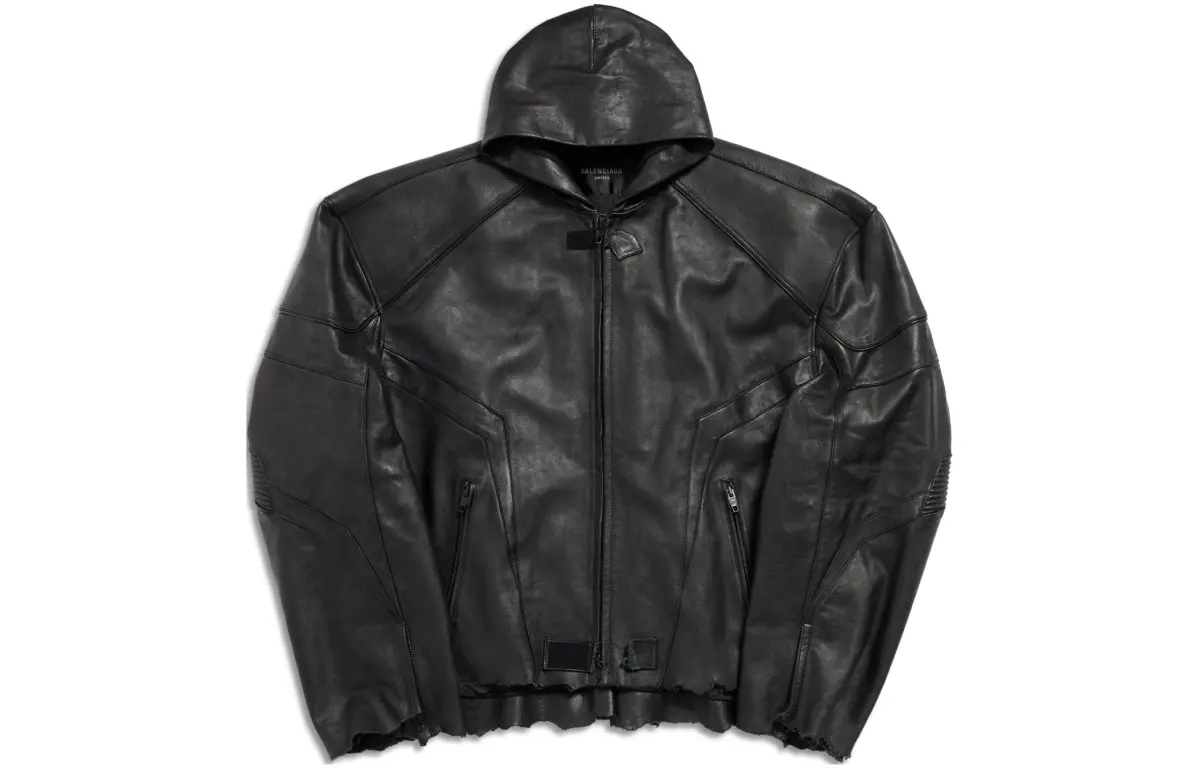 Balenciaga SS24 Leather Jacket Loose Fit Unisex Black