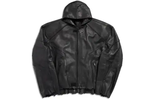 Balenciaga SS24 Leather Jacket Loose Fit Unisex Black