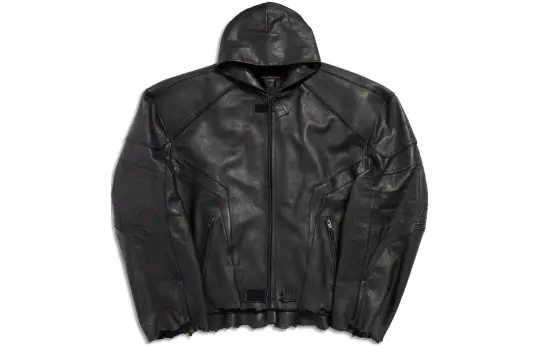 Balenciaga SS24 Leather Jacket Loose Fit Unisex Black