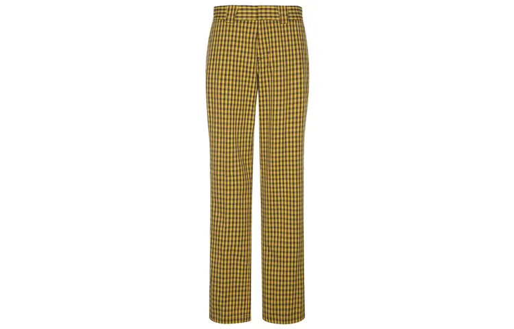 Burberry Plaid Casual Pants Men's Yellow