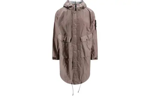 STONE ISLAND Logo Patch Drawstring-Hooded Raincoat