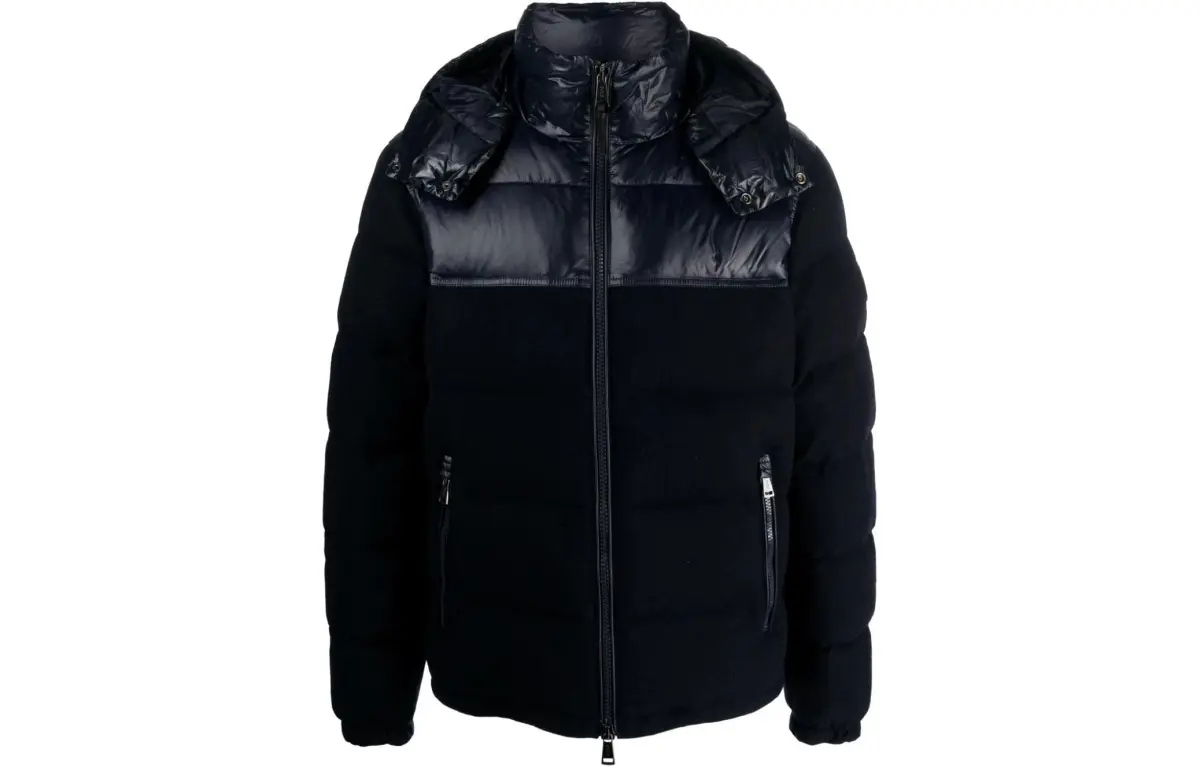 detachable-hood zip-up padded jacket