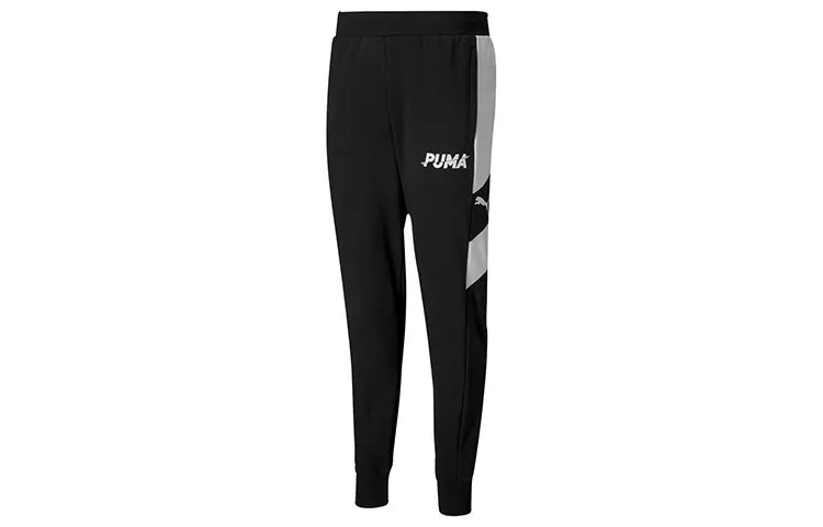 PUMA Knitted Sweatpants Men's Black Moderate Cuffed Pants