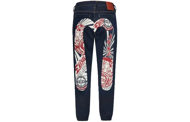 EVISU Jeans Men's Denim Blue Moderate Cuffed Pants