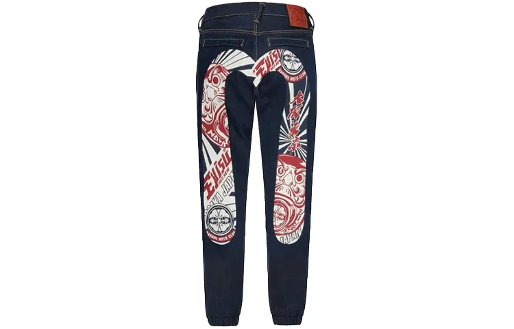 EVISU Jeans Men's Denim Blue Moderate Cuffed Pants