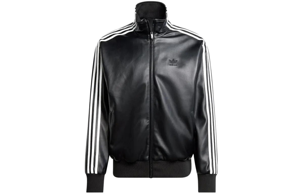 adidas originals Adicolor Striped Logo Print Zip-Up Fitted Long Sleeve Jacket