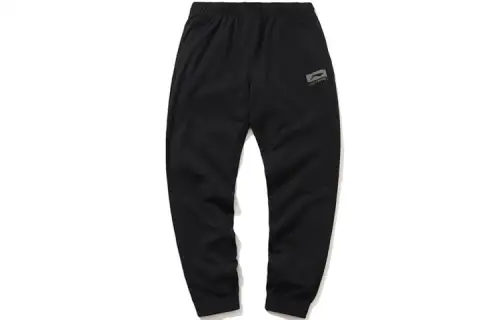 Li Ning Sports Basketball Collection Knitted Sweatpants Men's Standard Black Moderate Cuffed Pants