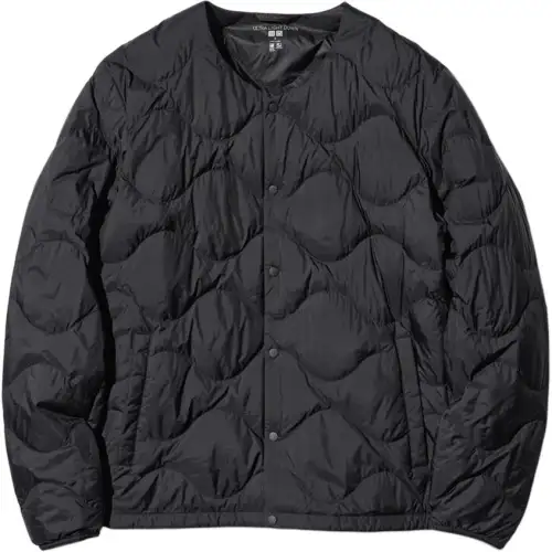 UNIQLO Down Jackets Men's Black Crew Neck Moderate