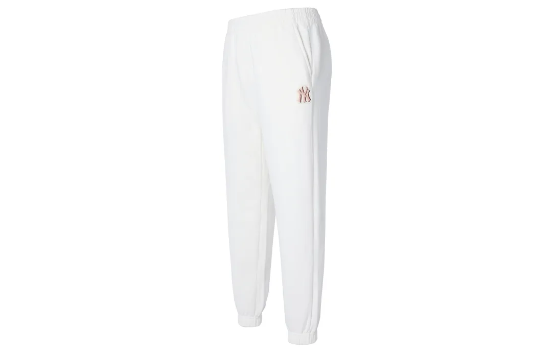 MLB New York Yankees FW22 Logo Print Fleece Lined Thermal Mid Rise Straight Fit Solid Color Knitted Sweatpants Men's