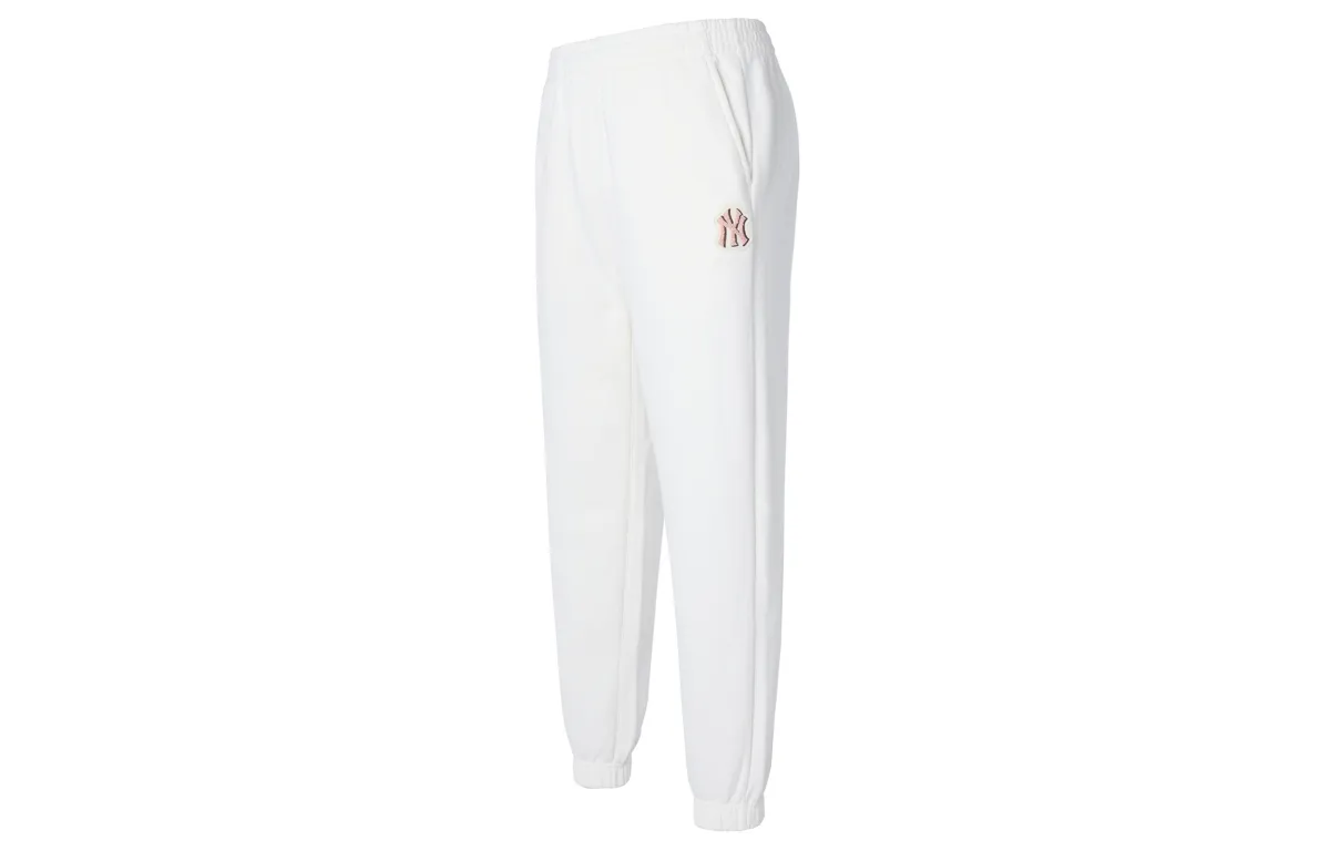 MLB New York Yankees FW22 Logo Print Fleece Lined Thermal Mid Rise Straight Fit Solid Color Knitted Sweatpants Men's