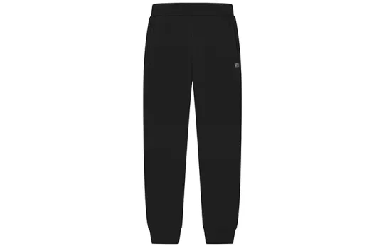FILA Knitted Sweatpants Men's Jet Black Thickened Cuffed Pants