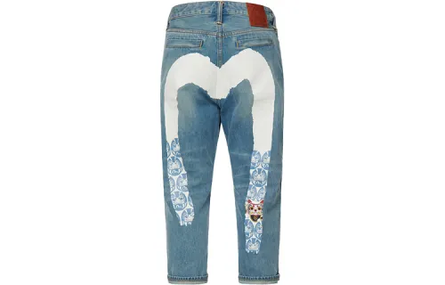EVISU SS22 Tapered Pants Jeans Men's Denim Blue