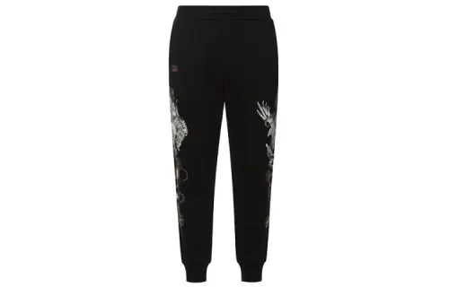 EVISU Casual Pants Men's Black Moderate Cuffed Pants