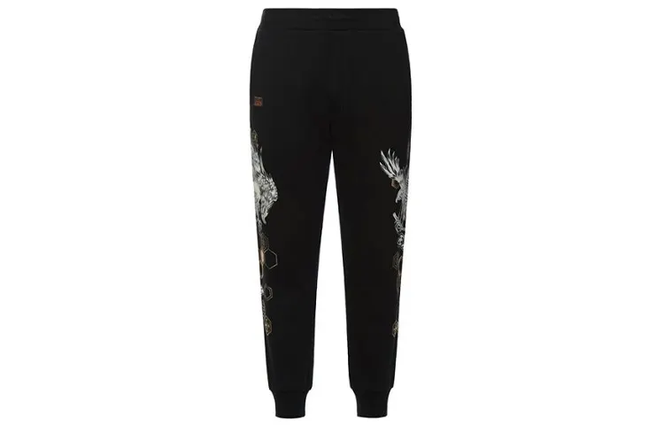 EVISU Casual Pants Men's Black Moderate Cuffed Pants