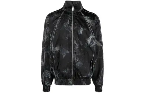 Off White Crinkled Zip-Up Windbreaker Jacket