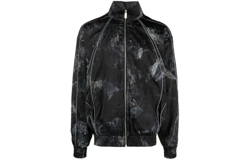 Off White Crinkled Zip-Up Windbreaker Jacket