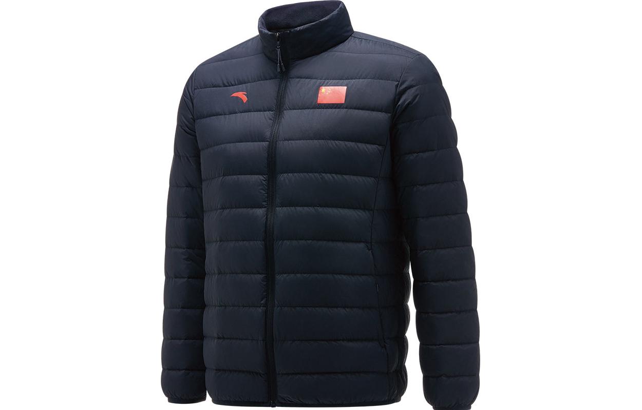 Anta Anta Sports Lifestyle Series Brand LOGO Stand Collar Zipper Lightweight Down Jacket Men's Legend Blue