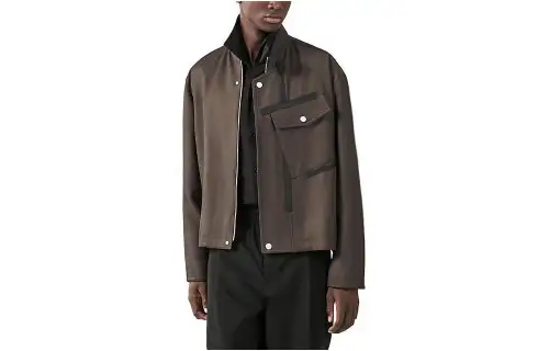 HERMES Leather Jacket Men's Coffee Brown