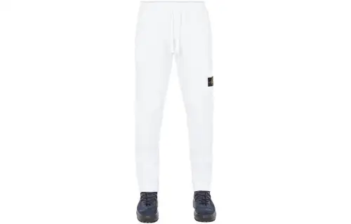 STONE ISLAND Knitted Sweatpants Men's White Moderate Cuffed Pants