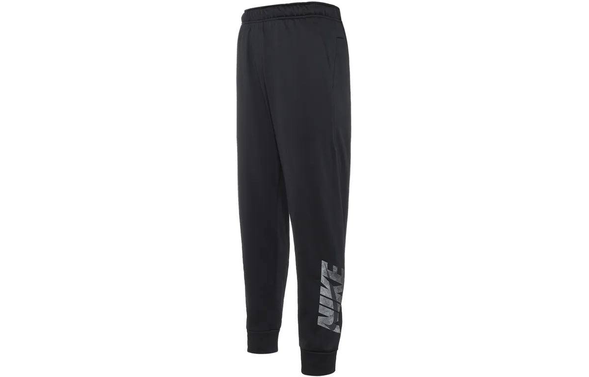 Nike Logo Letter Print Elastic Waistband Elastic Cuff Fleece Lined Thermal Casual Knitted Sweatpants Men's Black