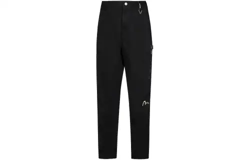 EVISU Jeans Men's Black Moderate Straight Fit Pants